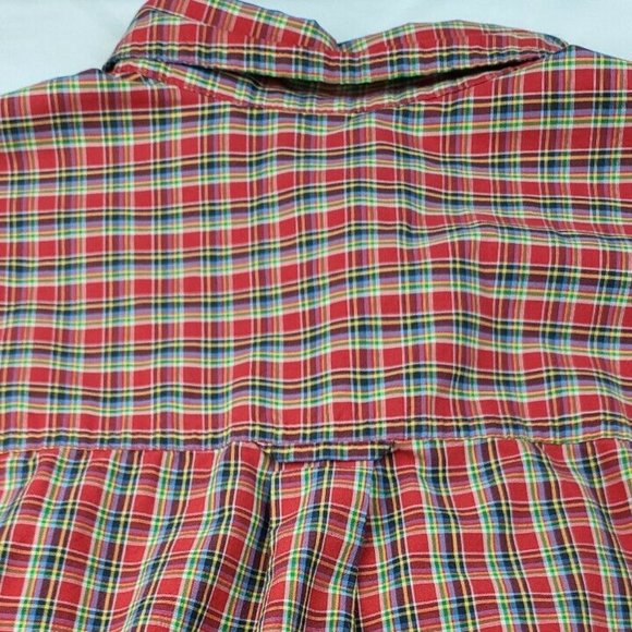 Chaps Men's SZ:M Red Blue Green Plaid Button Shirt - Picture 5 of 10